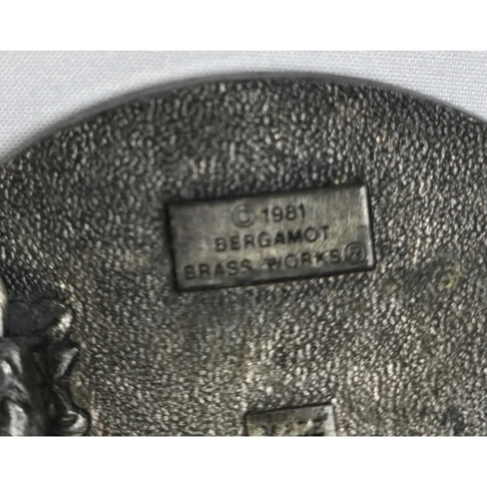 Belt Buckle - Proud To Be An American - 1981 H132 USA - Bergamot Brass Works